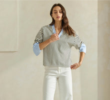 Load image into Gallery viewer, Tate Striped Top with Contrast Neck & Cuffs