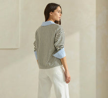 Load image into Gallery viewer, Tate Striped Top with Contrast Neck & Cuffs