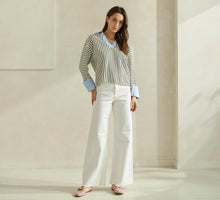 Load image into Gallery viewer, Tate Striped Top with Contrast Neck & Cuffs