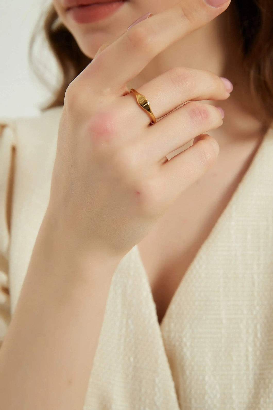 Dainty Gold Flat Top Ring