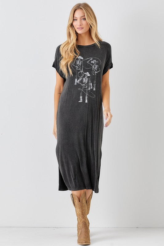 Cowboy Skeleton Tee-Shirt Dress