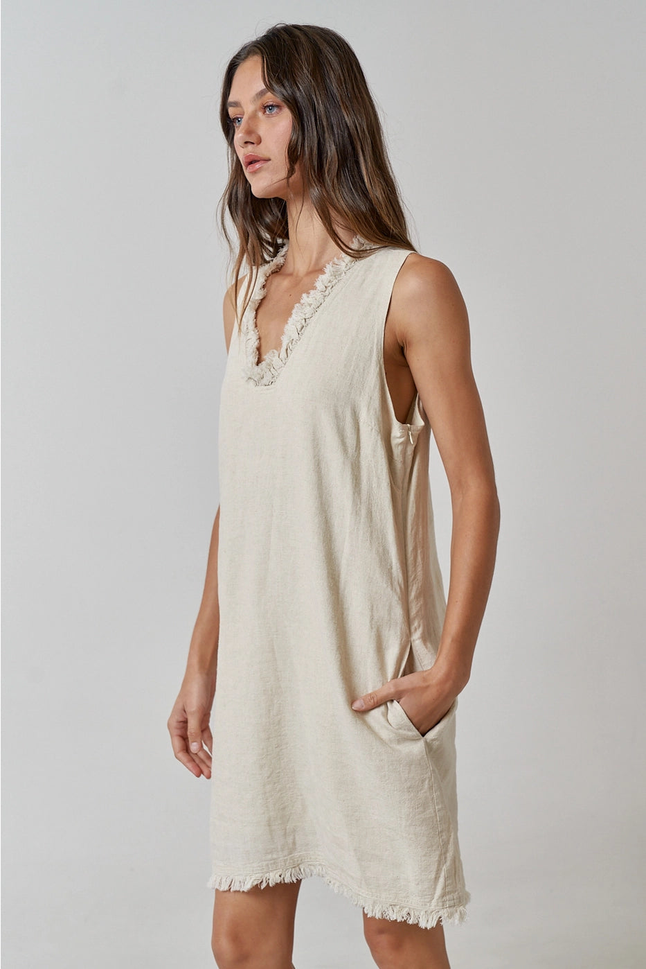 Poppy Linen Frayed Mini Dress – Jenny's Boutique