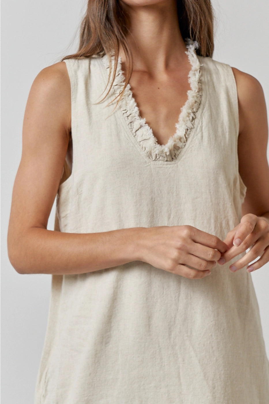 Poppy Linen Frayed Mini Dress