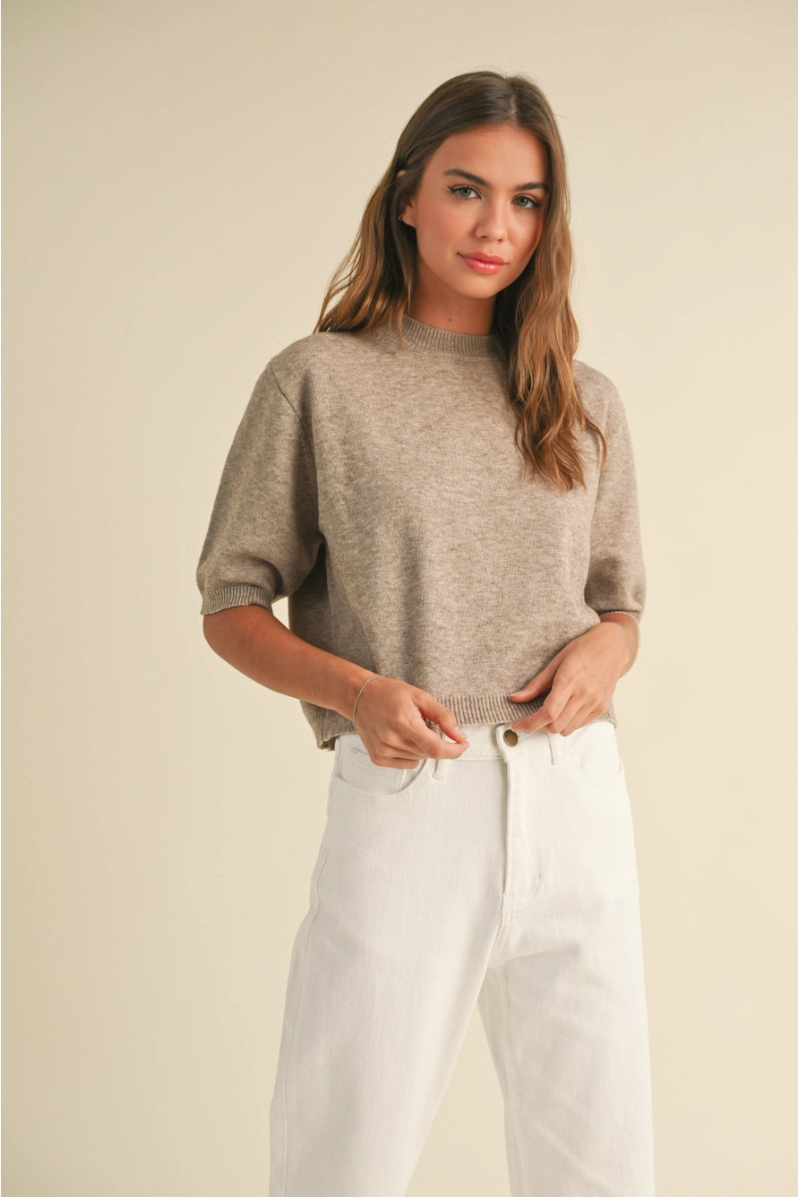 Mocha Short Sleeve Sweater Top