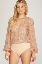 Load image into Gallery viewer, Angie Gold Sequin Bodysuit
